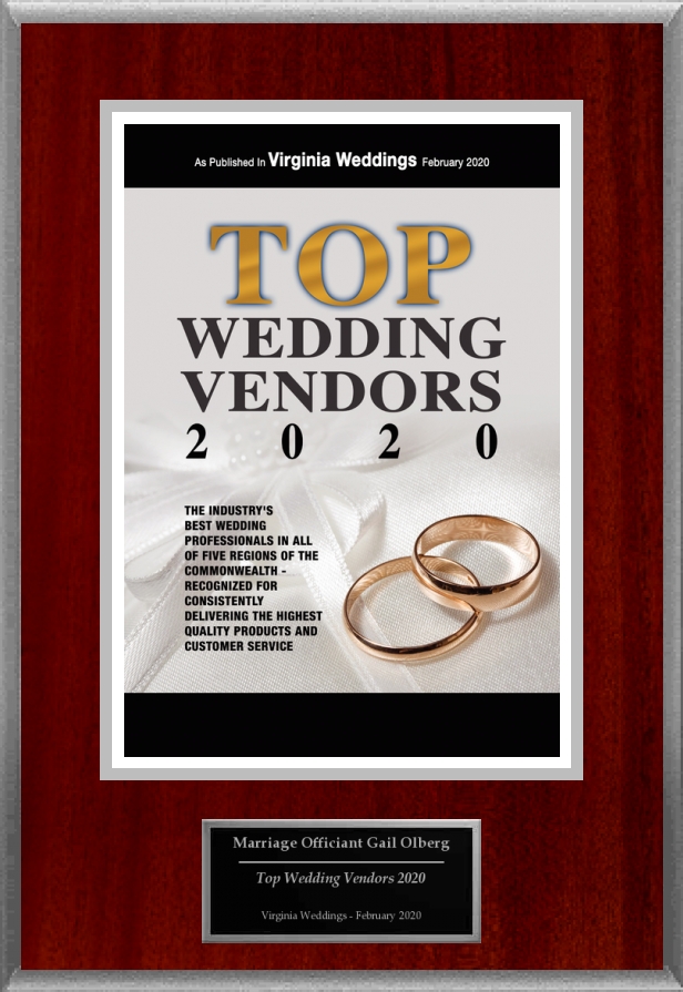 Virginia Weddings Top Wedding Vendor 2020 award